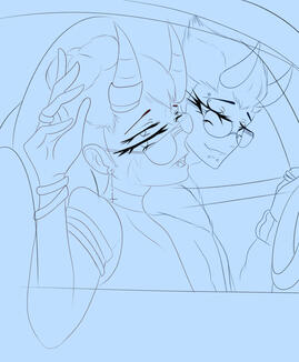 Halfbody lineart 2 character Line style 1